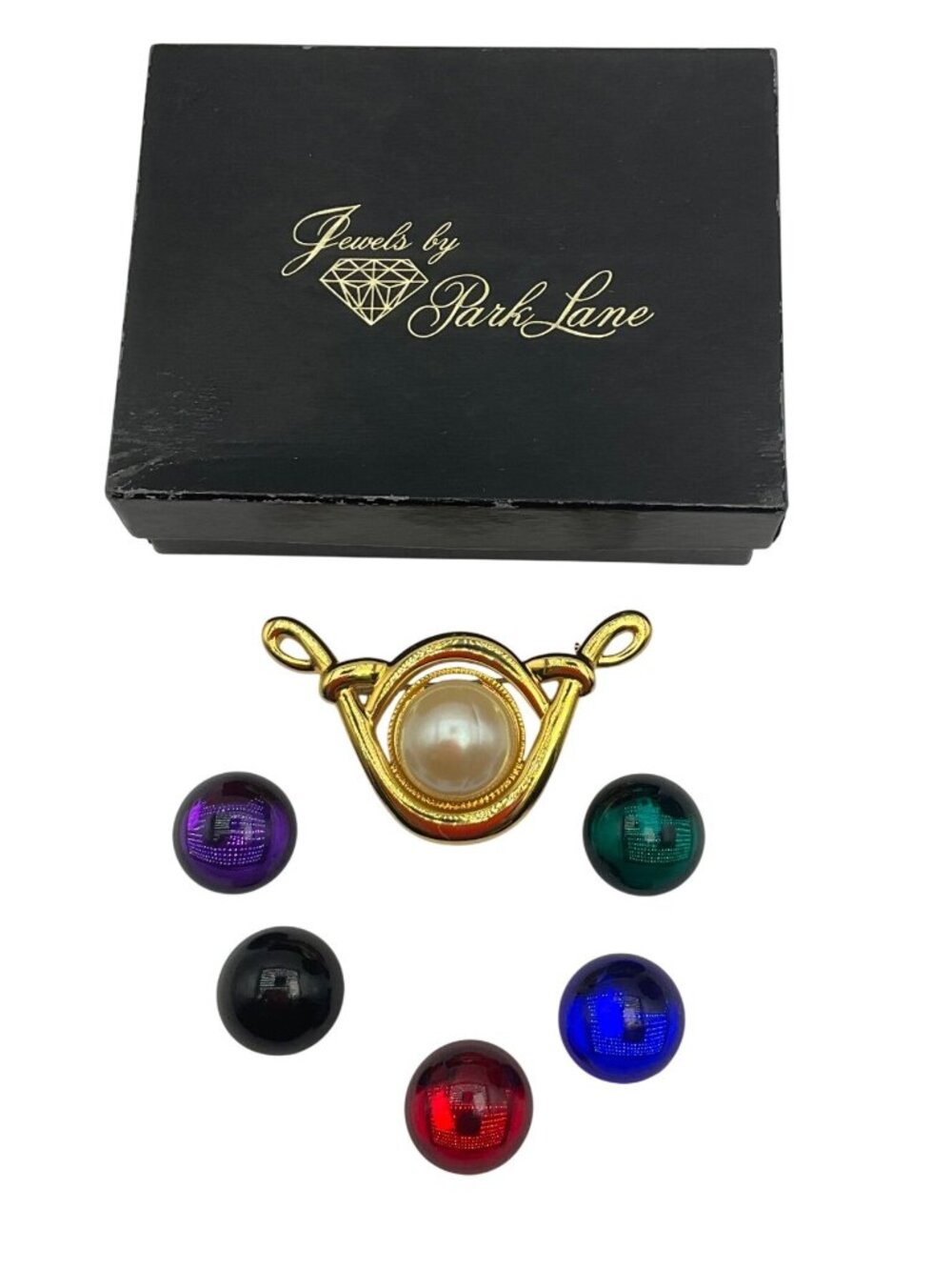 VTG Jewels Park Lane Interchangeable Magnet Brooch Faux Pearl 5Gemstone Cabochon